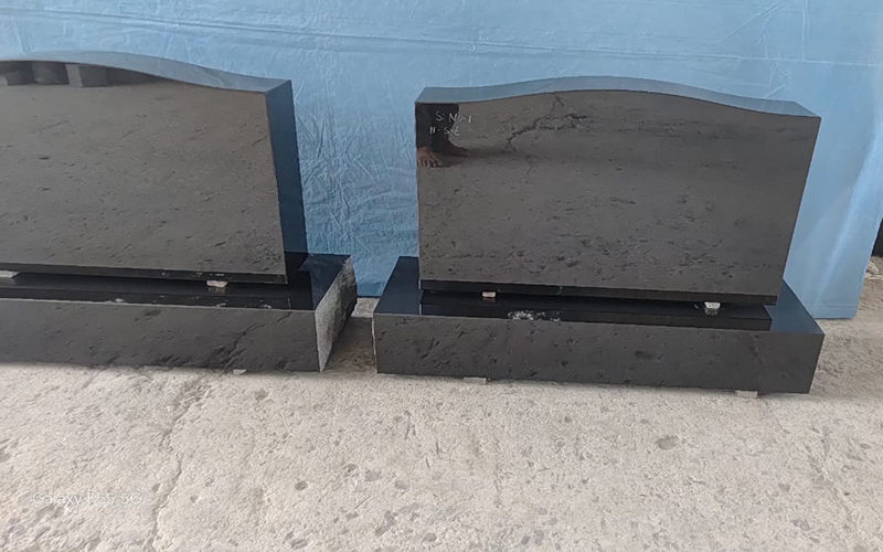 black granite upright headstones